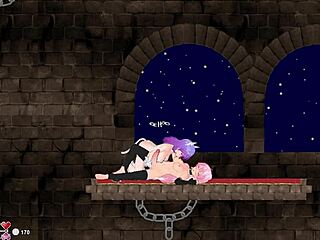 Futanari hentai-spel med en ladyboy och en slampa som omväxlande får sina rumpor fyllda med en stor kuk