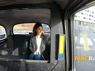 Charming Spanish girl gets down and dirty in a taxi