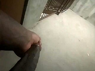 Public jerking off with a big black cock