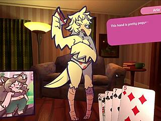Permainan berbulu poker strip antara dua gadis anime