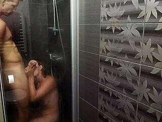Hot wife gets naughty in the shower and gets fucked hard