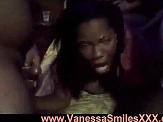 Ebony BBW Vanessa Smiles gets her ass pounded by four big cocks