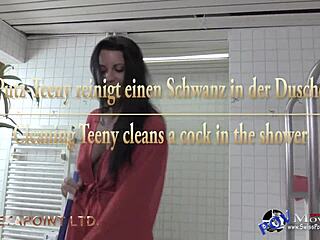 Young German teen cleans her cock in the shower
