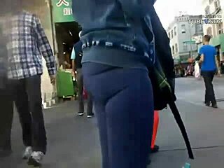 Big Ass Booty Crash at a Bus Stop in Chinatown