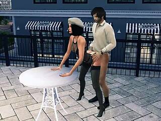 Doggystyle and standing fuck with French cutie in Sims 4 world fuck tour