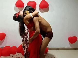 バレンタインデーに夫婦がハードコアで乱暴なセックスをするインド製のセックスビデオ