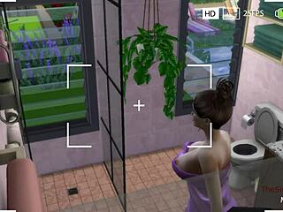 Video špionážneho kresleného filmu zachytáva ženu, ktorá sa sprchuje v sérii Sims 4