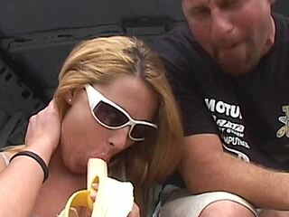 Big dick and tight pussy get pounded in outdoor van sex scene