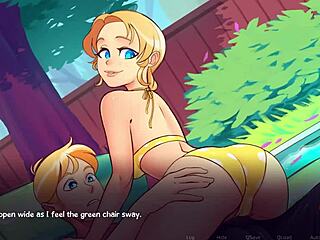 Gameplay with a sexy cartoon teen in nature