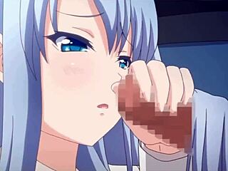 애니메이션 처녀가 HD 비디오에서 처음으로 정액을 맛본다