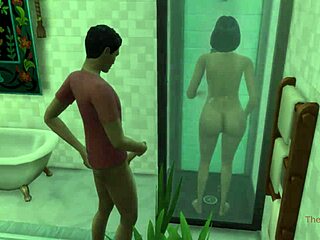 Le beau-fils indien découvre sa belle-mère en train de se baigner et a des relations sexuelles intenses sous la douche