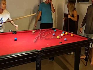 Lesbian pool lesson turns into a wild group sex session