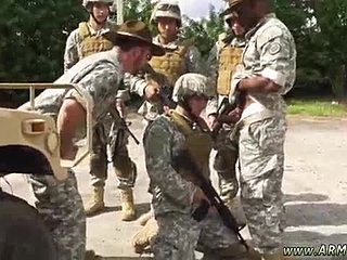 A gay blowjob and outdoor sex with two army boys